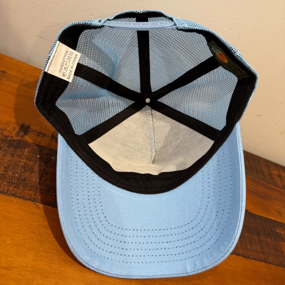 Bass Pro Shops Trucker Hat Mesh Snapback Light Blue Gone Fishing Logo Cap - Picture 5 of 7